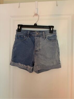 Hollister Two-Tone Light & Medium Blue Denim Shorts